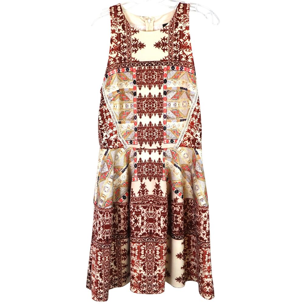 Vintage Y2K Mossimo Fit and Flare Short Mini Dress Boho Geometric Womens Medium